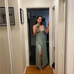 outstanding elegance sage green satin surplice maxi dress Outstanding Elegance Sage Green Satin Surplice Maxi Dress